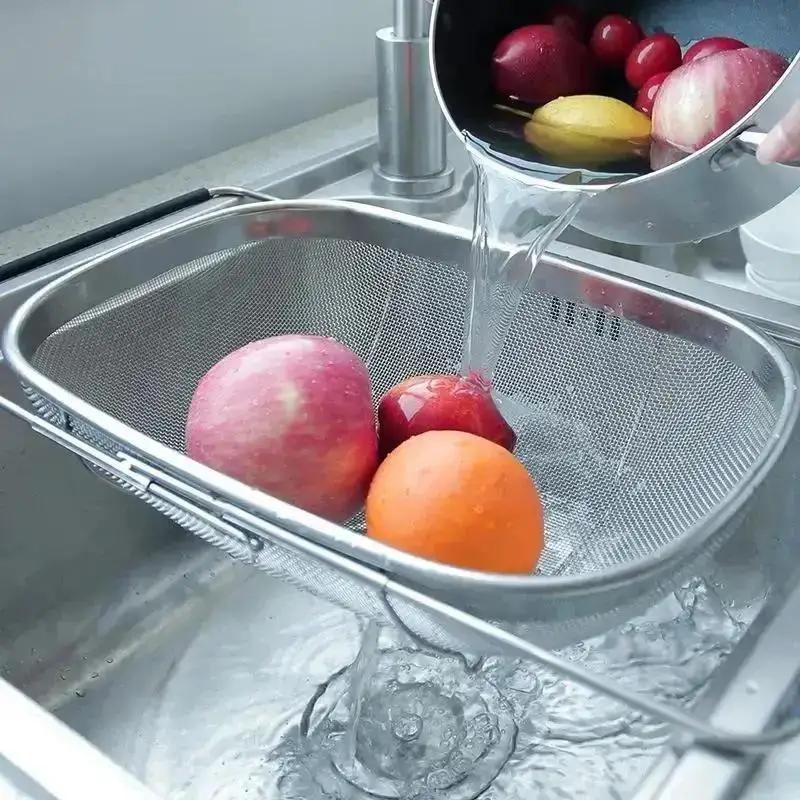 Kitchen Gadgets Dropshipping - Cesta de drenagem retrátil, alça de
