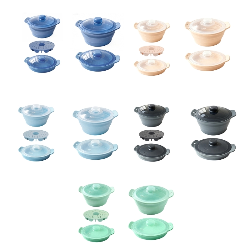 Silicone Steamer Basket - Panela a pequena silicone dobrável com