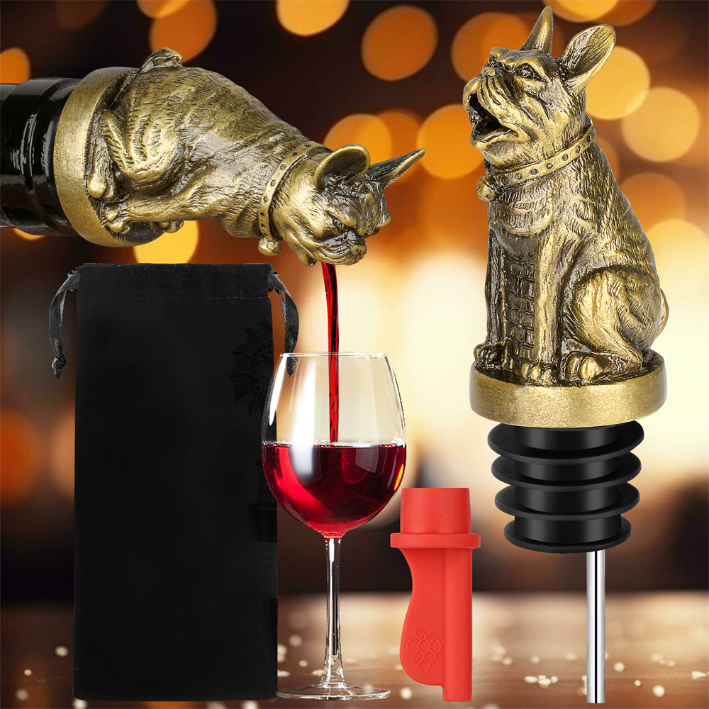 Kitchen Gadgets Ninja - Bonito buldogue francês vinho pouer garrafa