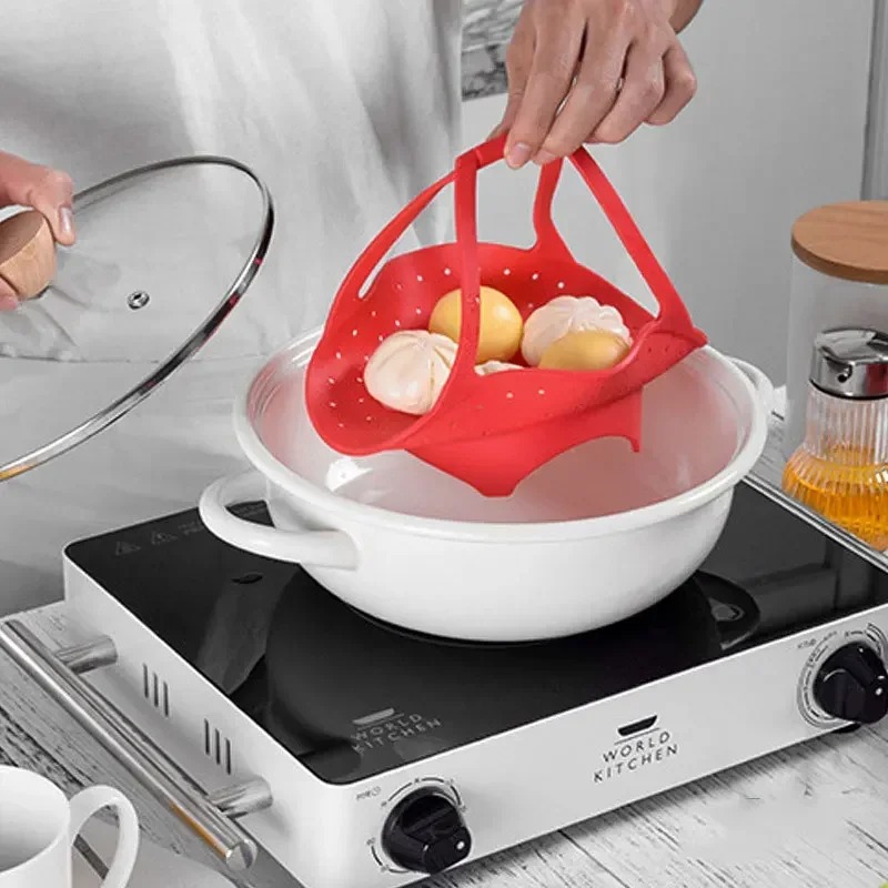 Cesta de vapor com extensão de - Silicone Steamer Basket avaliação e preço