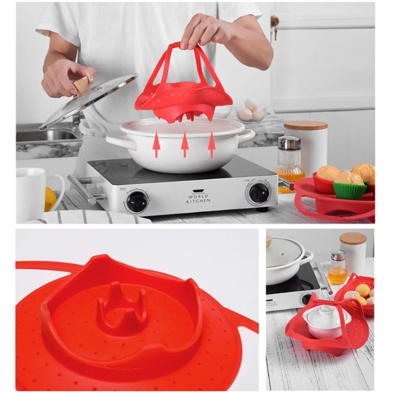 Cesta de vapor com extensão de - Silicone Steamer Basket avaliação e preço
